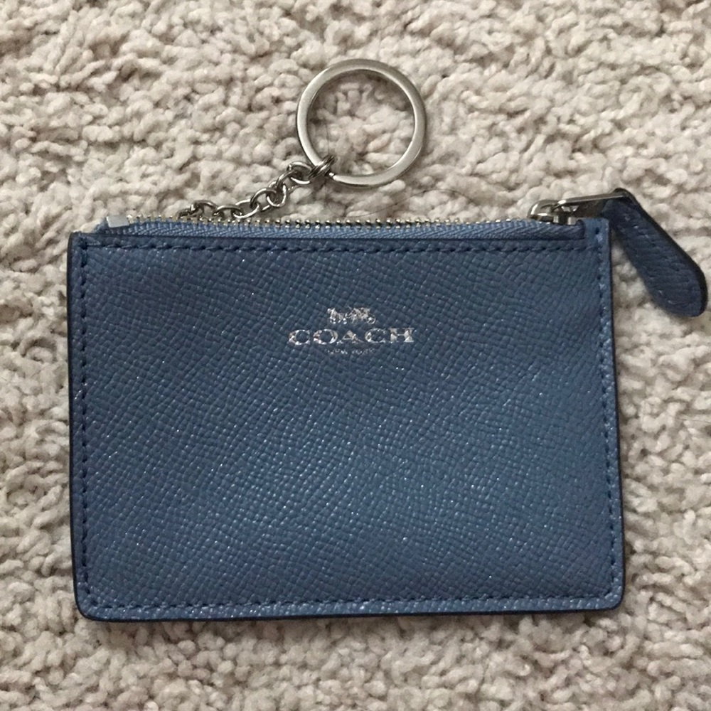 NWOT blue Coach key chain wallet